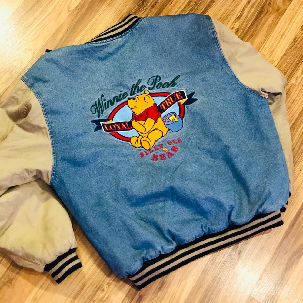 Vintage Winnie The Pooh bomber jean jacket